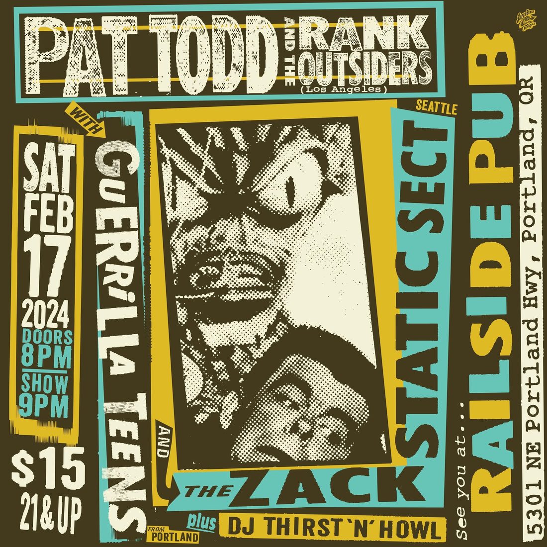 The Zack Static Sect gig poster — FEB 17, 2024 — Railside Pub, Portland