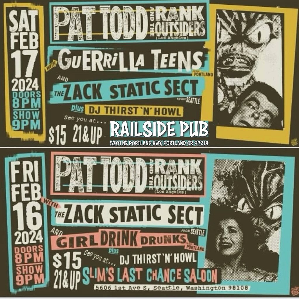 The Zack Static Sect gig poster — FEB 16, 2024 — Slim's Last Chance / Railside Pub