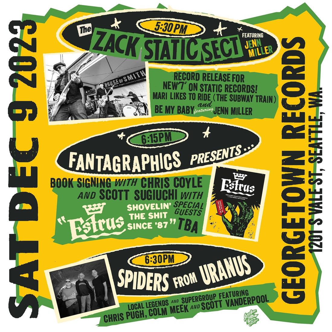 The Zack Static Sect gig poster — DEC 9, 2023 — Georgetown Records