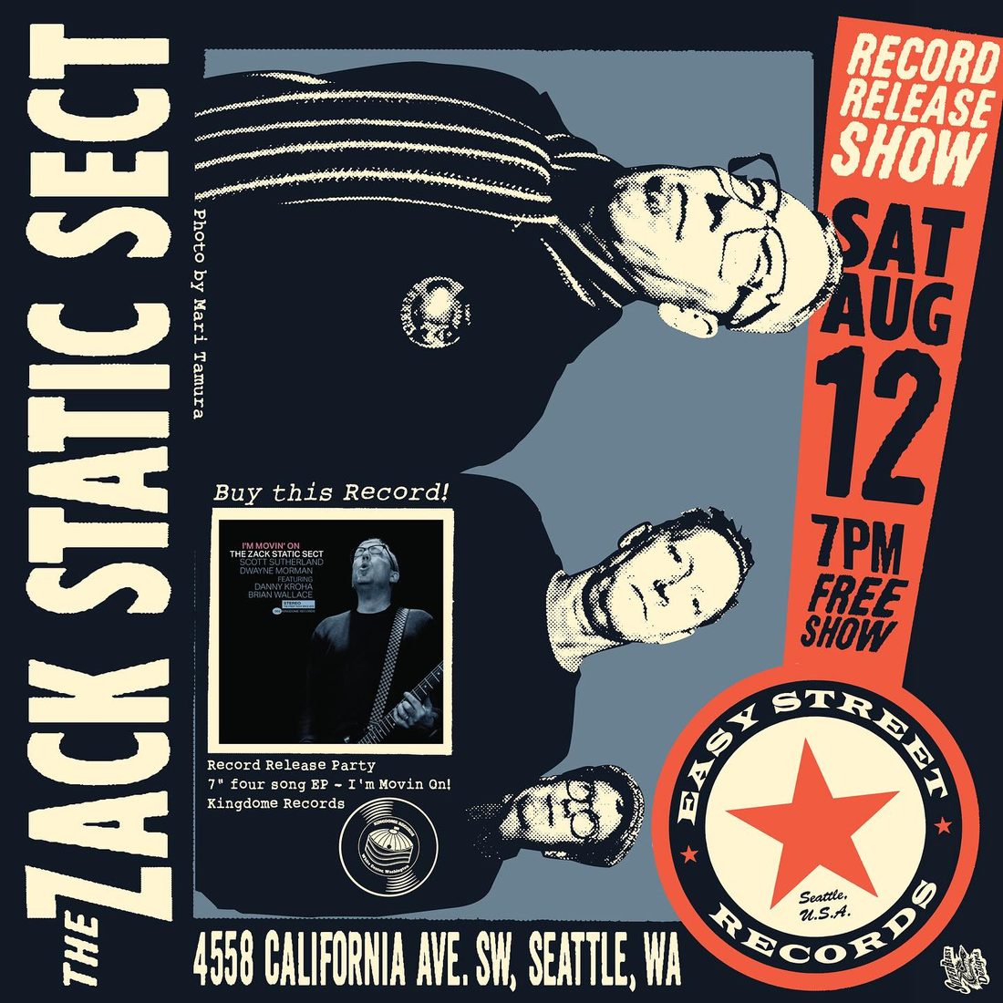 The Zack Static Sect gig poster — AUG 12, 2023 — Easy Street Records