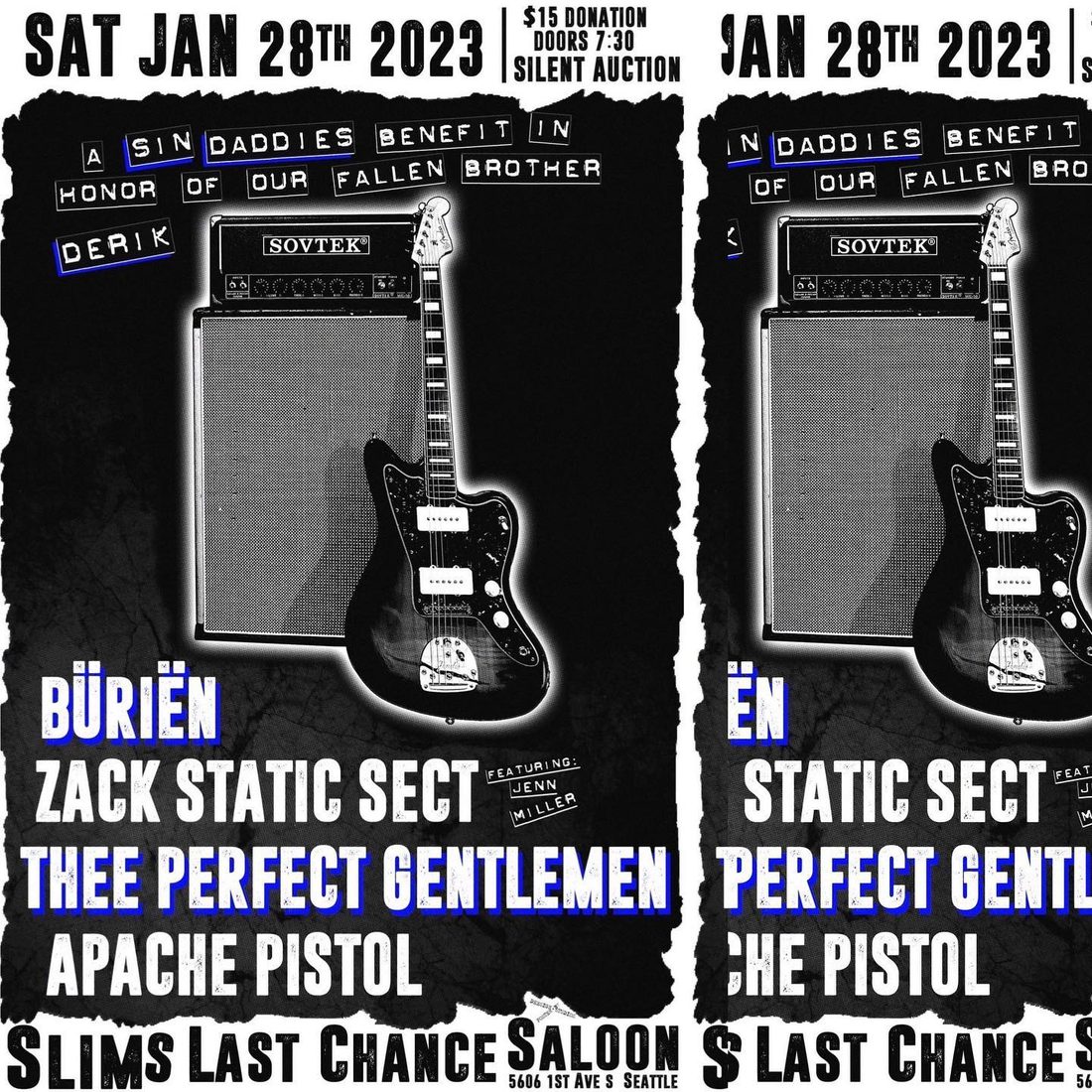 The Zack Static Sect gig poster — JAN 28, 2023 — Slim's Last Chance