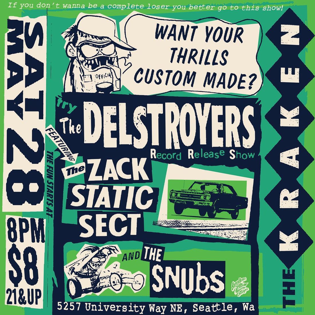 The Zack Static Sect gig poster — MAY 28, 2022 — The Kraken