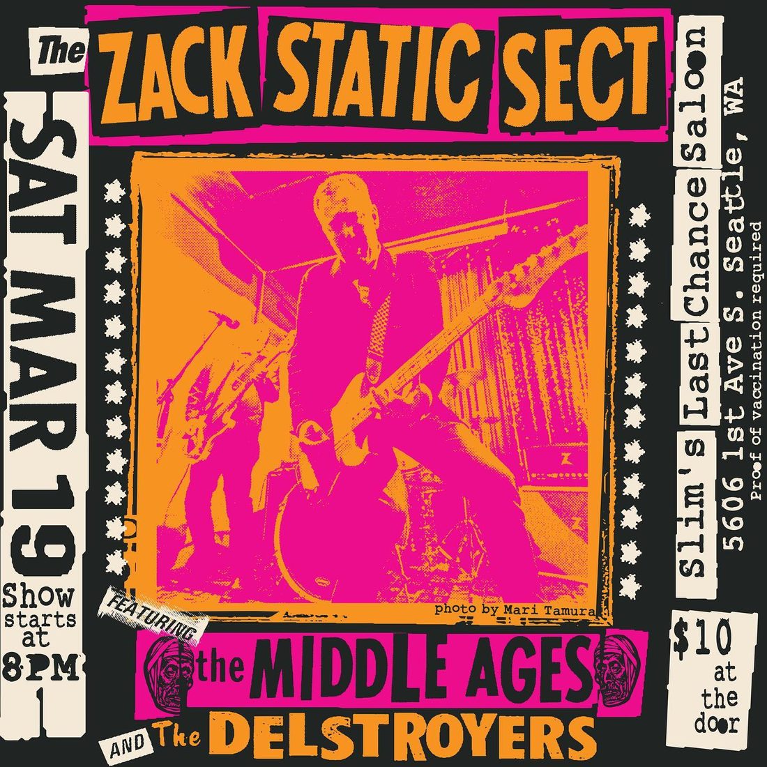 The Zack Static Sect gig poster — MAR 19, 2022 — Slim's Last Chance