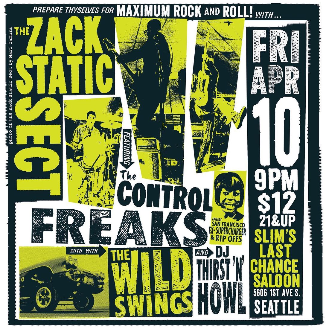 The Zack Static Sect gig poster — APR 10, 2020 — Slim's Last Chance