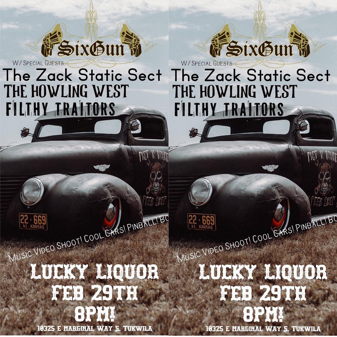 The Zack Static Sect gig poster — FEB 29, 2020 — Lucky Liquor, Tukwila